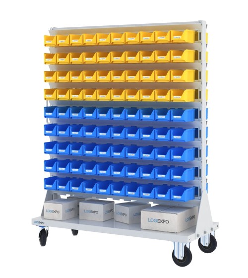 CARRELLO PORTAMINUTERIE con 180 contenitori a bocca di lupo