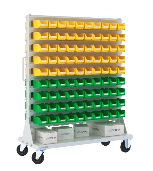 CARRELLO PORTAMINUTERIE con 180 contenitori a bocca di lupo