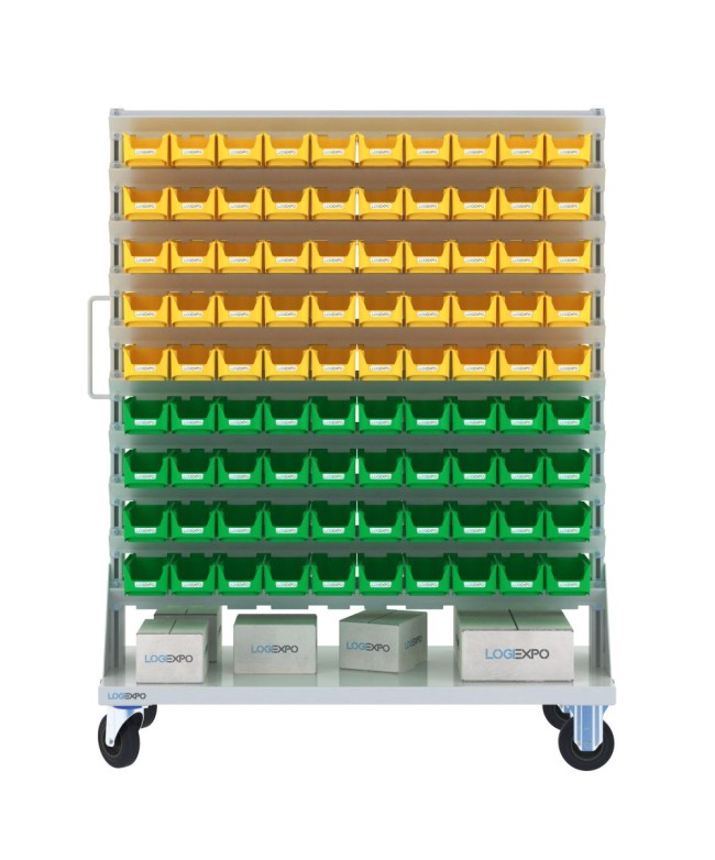 CARRELLO PORTAMINUTERIE con 180 contenitori a bocca di lupo