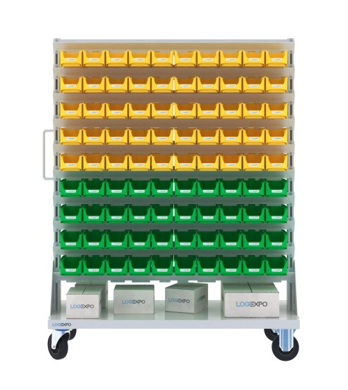 CARRELLO PORTAMINUTERIE con 180 contenitori a bocca di lupo