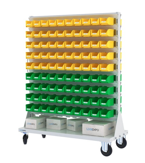 CARRELLO PORTAMINUTERIE con 180 contenitori a bocca di lupo