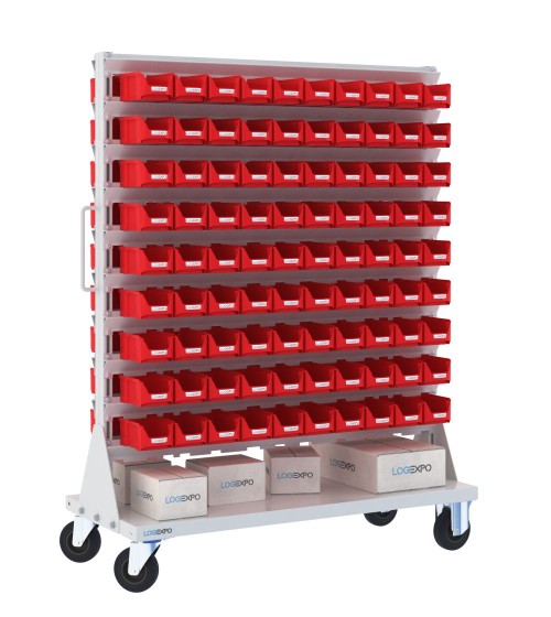 CARRELLO PORTAMINUTERIE con 180 contenitori a bocca di lupo