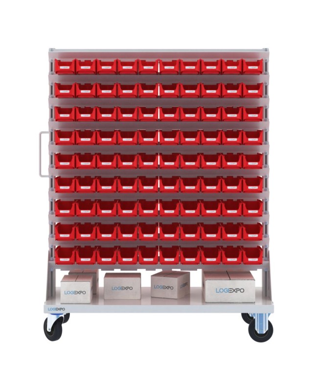CARRELLO PORTAMINUTERIE con 180 contenitori a bocca di lupo
