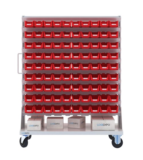 CARRELLO PORTAMINUTERIE con 180 contenitori a bocca di lupo