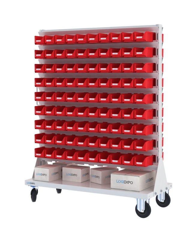 CARRELLO PORTAMINUTERIE con 180 contenitori a bocca di lupo