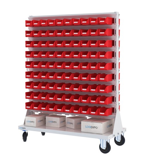 CARRELLO PORTAMINUTERIE con 180 contenitori a bocca di lupo