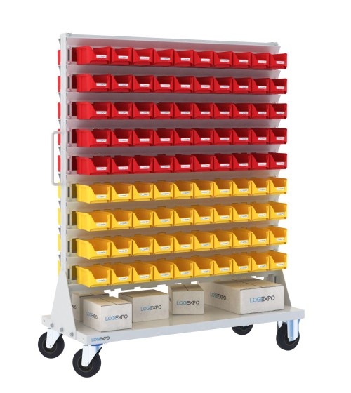 CARRELLO PORTAMINUTERIE con 180 contenitori a bocca di lupo