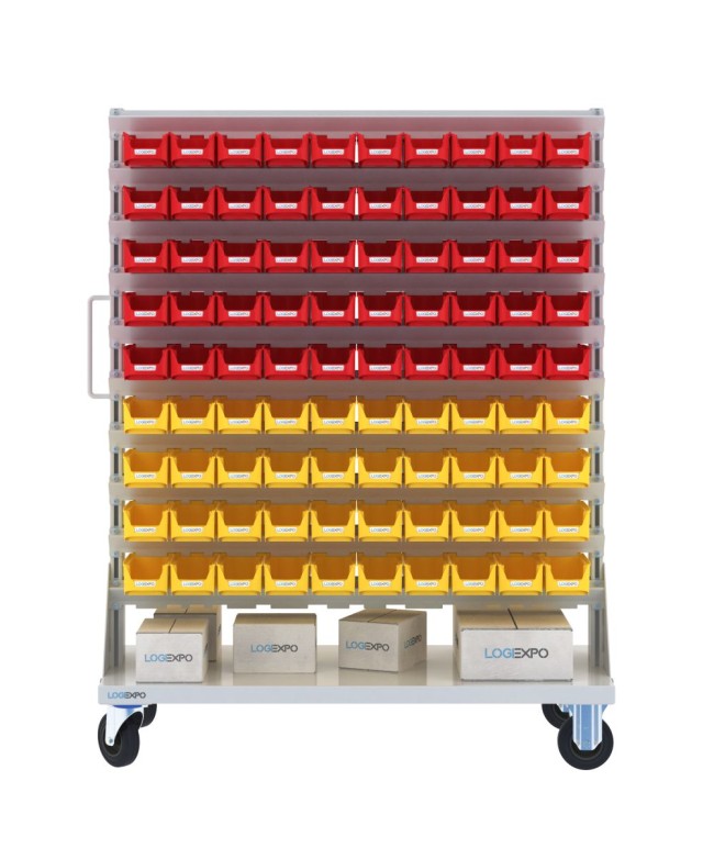 CARRELLO PORTAMINUTERIE con 180 contenitori a bocca di lupo