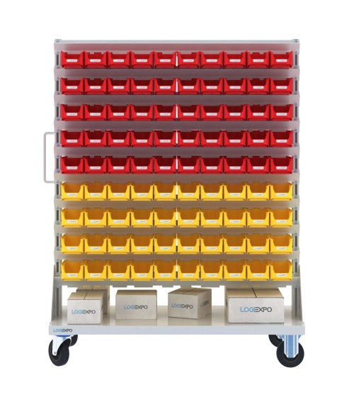 CARRELLO PORTAMINUTERIE con 180 contenitori a bocca di lupo