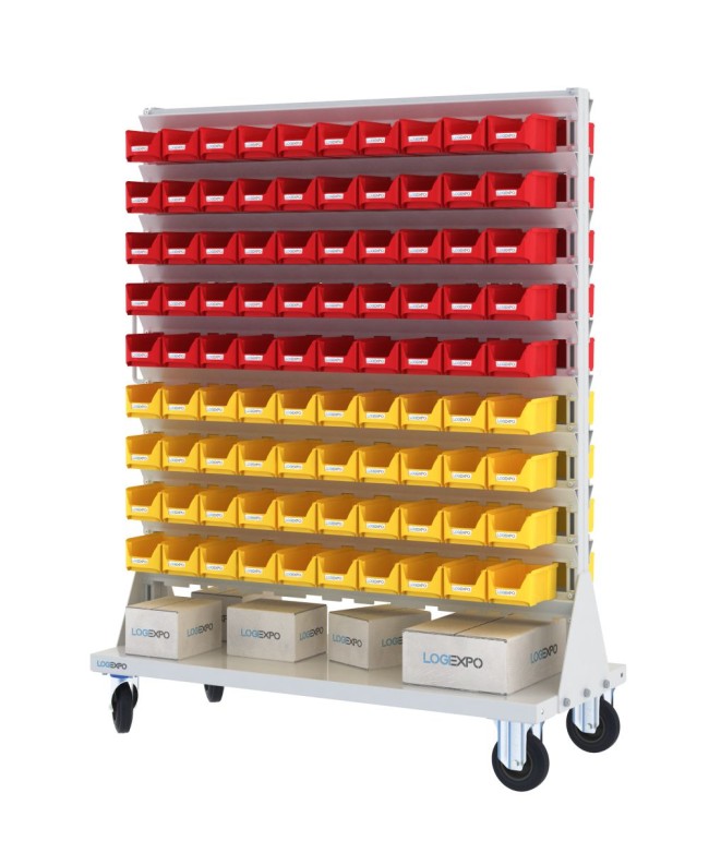 CARRELLO PORTAMINUTERIE con 180 contenitori a bocca di lupo