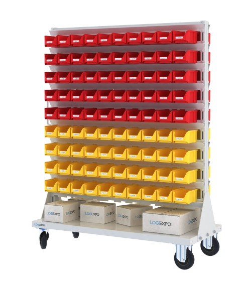 CARRELLO PORTAMINUTERIE con 180 contenitori a bocca di lupo