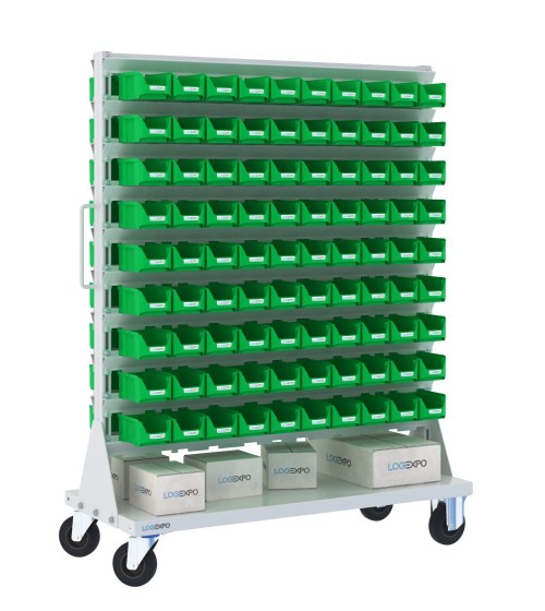 CARRELLO PORTAMINUTERIE con 180 contenitori a bocca di lupo