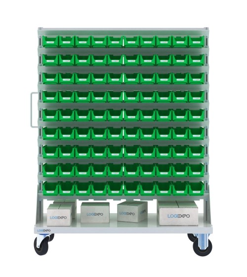 CARRELLO PORTAMINUTERIE con 180 contenitori a bocca di lupo