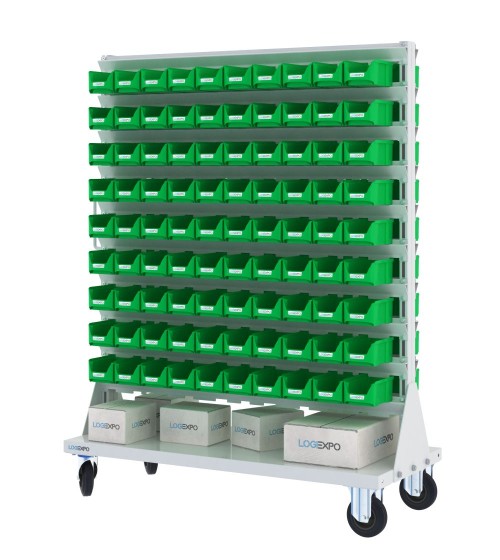 CARRELLO PORTAMINUTERIE con 180 contenitori a bocca di lupo