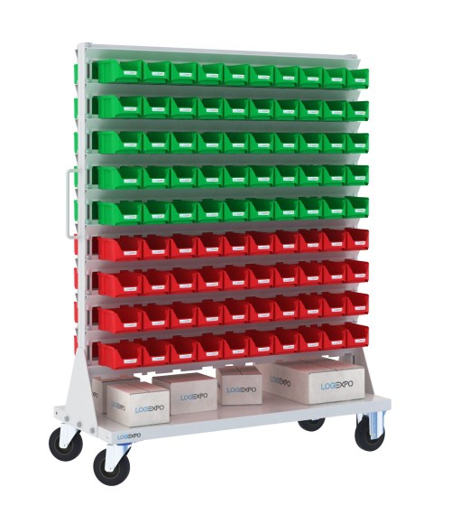 CARRELLO PORTAMINUTERIE con 180 contenitori a bocca di lupo