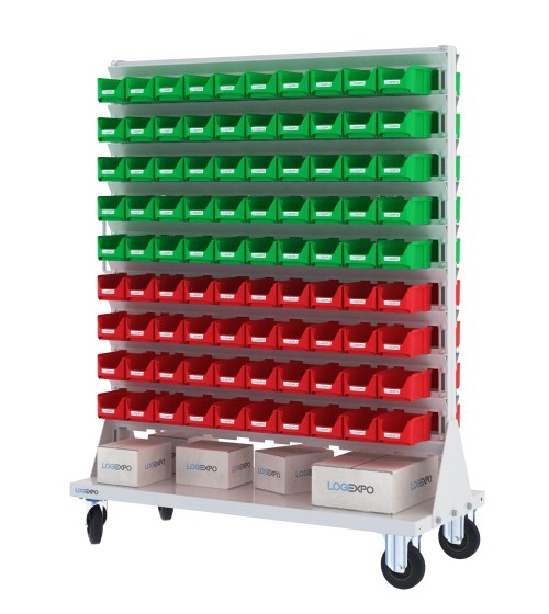 CARRELLO PORTAMINUTERIE con 180 contenitori a bocca di lupo