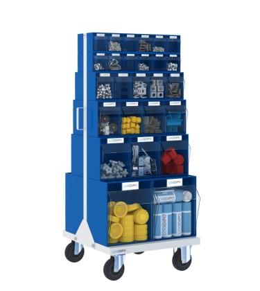 CARRELLO PORTA MINUTERIA con 52 cassetti basculanti trasparenti 2