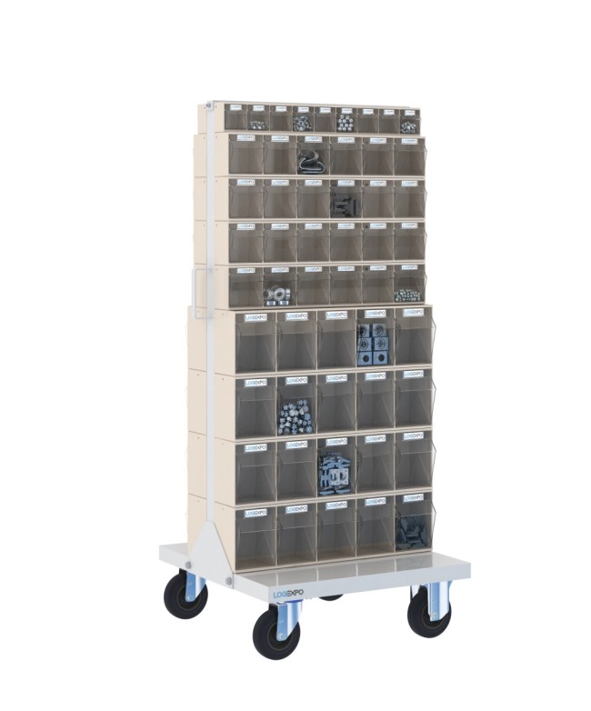 CARRELLO PORTA MINUTERIA con 106 cassetti a madia basculante