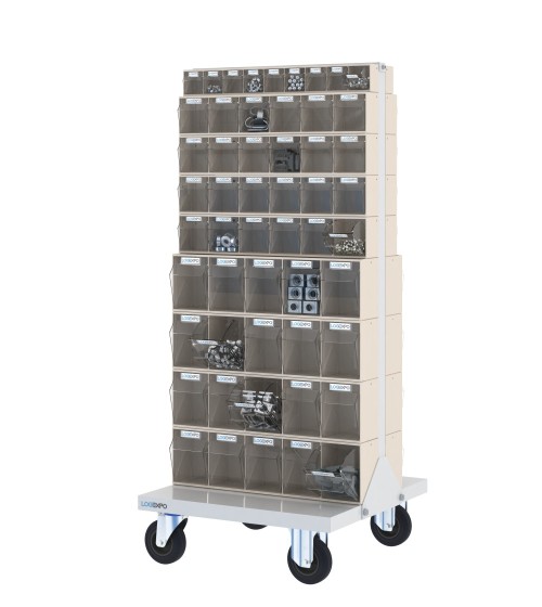 CARRELLO PORTA MINUTERIA con 106 cassetti a madia basculante