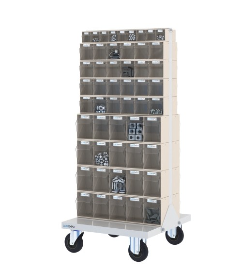 CARRELLO PORTA MINUTERIA con 106 cassetti a madia basculante