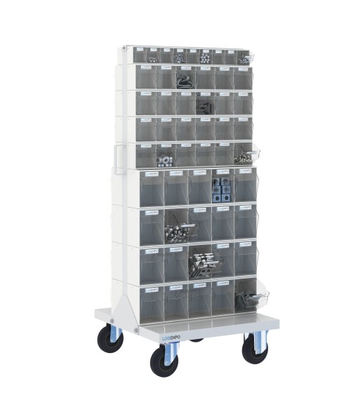 CARRELLO PORTA MINUTERIA con 106 cassetti a madia basculante