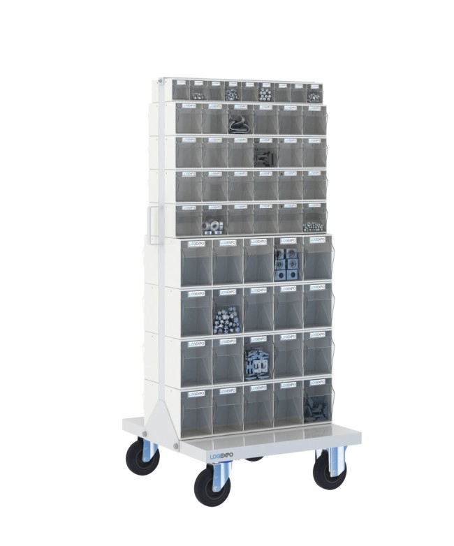 CARRELLO PORTA MINUTERIA con 106 cassetti a madia basculante