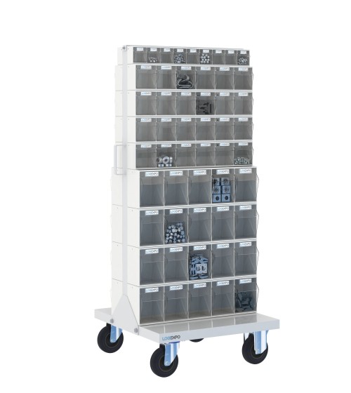 CARRELLO PORTA MINUTERIA con 106 cassetti a madia basculante