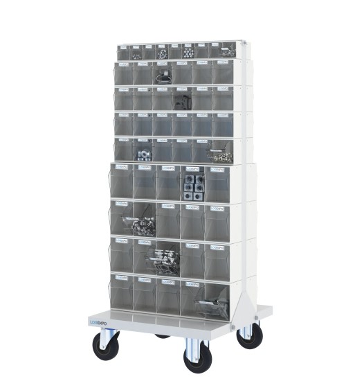 CARRELLO PORTA MINUTERIA con 106 cassetti a madia basculante