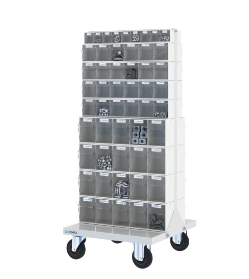 CARRELLO PORTA MINUTERIA con 106 cassetti a madia basculante