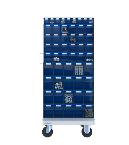 CARRELLO PORTA MINUTERIA con 106 cassetti a madia basculante