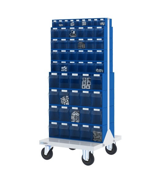 CARRELLO PORTA MINUTERIA con 106 cassetti a madia basculante