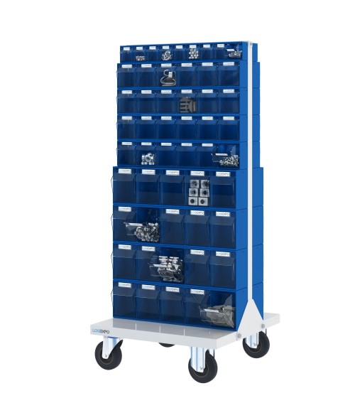 CARRELLO PORTA MINUTERIA con 106 cassetti a madia basculante