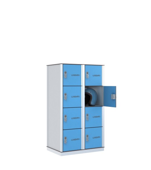 Armadietto porta oggetti caschi e borse con 8 posti a 2 colonne colore blu