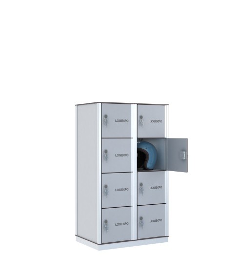 Armadietto porta caschi, borse e oggetti con 8 posti a 2 colonne colore grigio