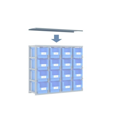 COPERCHIO PARA POLVERE per scaffali monoblocco a 16 contenitori