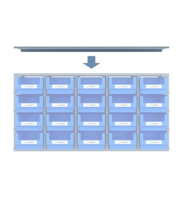 COPERCHIO PARA POLVERE per scaffali monoblocco a 20 contenitori 2