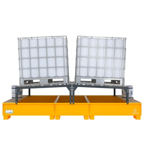 VASCA DI RACCOLTA CON SUPPORTI INCLINATI per 2 Cisternette IBC