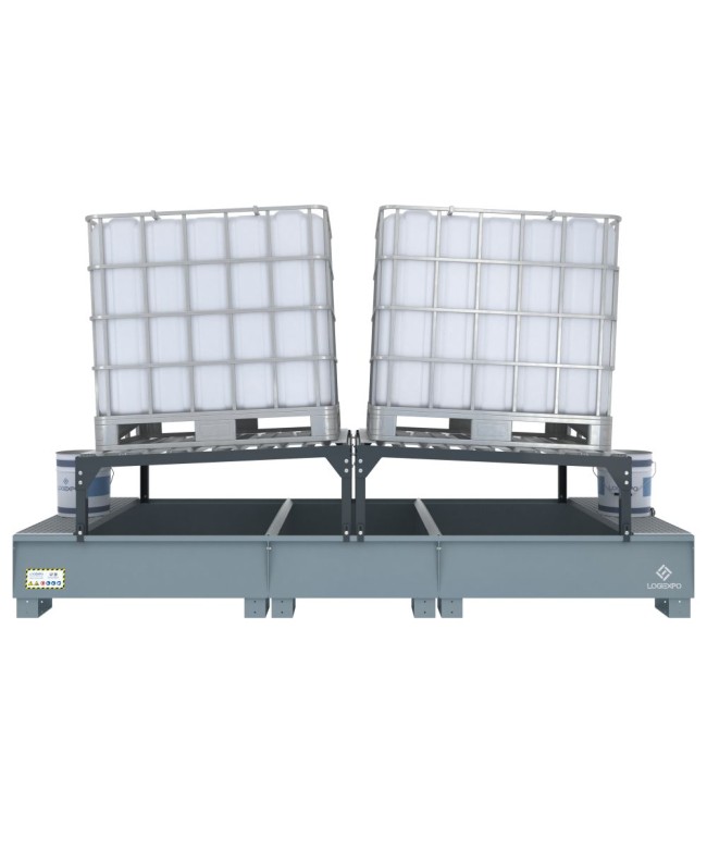 VASCA DI RACCOLTA CON SUPPORTI INCLINATI per 2 Cisternette IBC