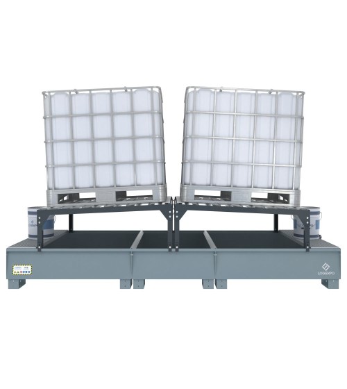 VASCA DI RACCOLTA CON SUPPORTI INCLINATI per 2 Cisternette IBC