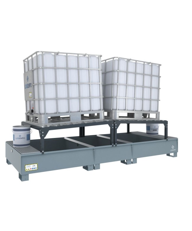 VASCA DI RACCOLTA CON SUPPORTI INCLINATI per 2 Cisternette IBC