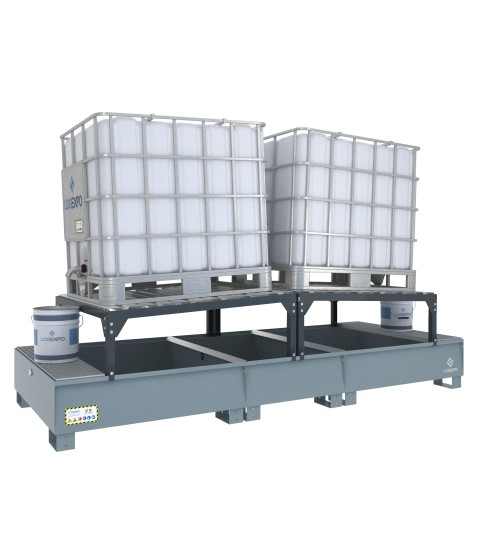 VASCA DI RACCOLTA CON SUPPORTI INCLINATI per 2 Cisternette IBC