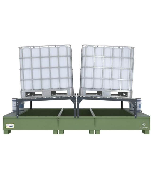 VASCA DI RACCOLTA CON SUPPORTI INCLINATI per 2 Cisternette IBC