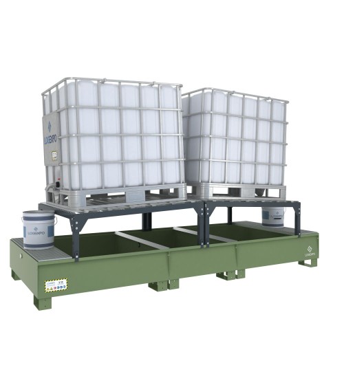VASCA DI RACCOLTA CON SUPPORTI INCLINATI per 2 Cisternette IBC