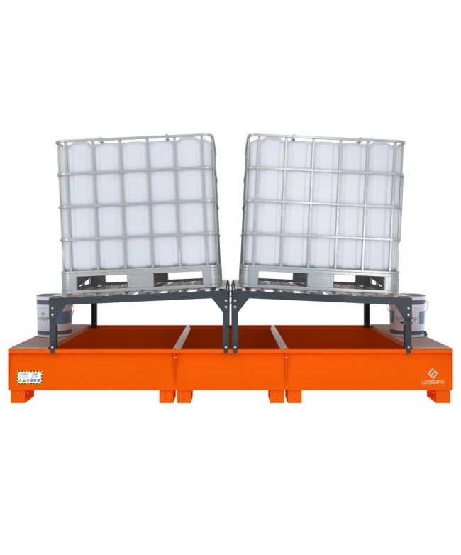 VASCA DI RACCOLTA CON SUPPORTI INCLINATI per 2 Cisternette IBC