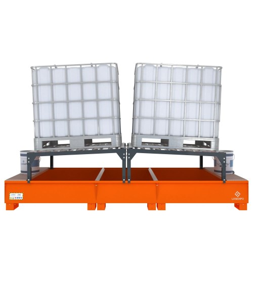 VASCA DI RACCOLTA CON SUPPORTI INCLINATI per 2 Cisternette IBC