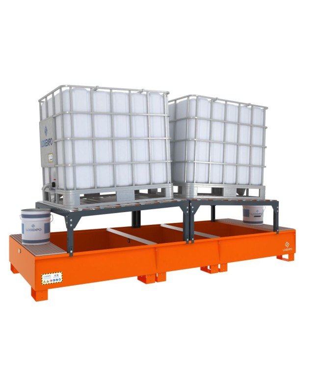 VASCA DI RACCOLTA CON SUPPORTI INCLINATI per 2 Cisternette IBC