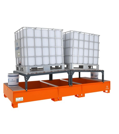 VASCA DI RACCOLTA CON SUPPORTI INCLINATI per 2 Cisternette IBC