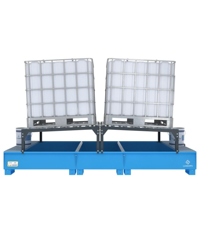 VASCA DI RACCOLTA CON SUPPORTI INCLINATI per 2 Cisternette IBC