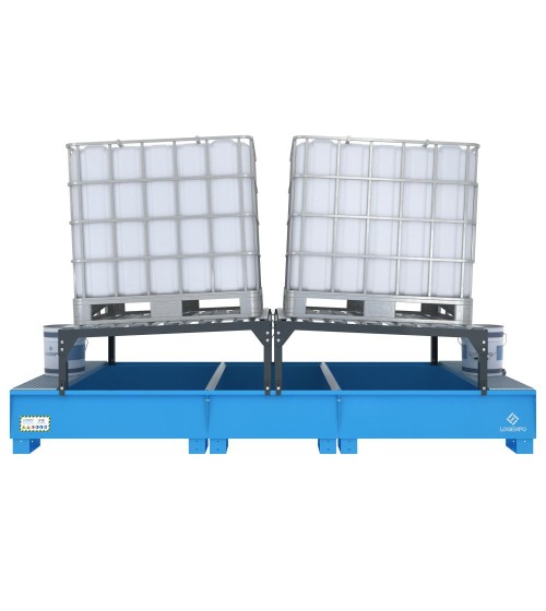 VASCA DI RACCOLTA CON SUPPORTI INCLINATI per 2 Cisternette IBC