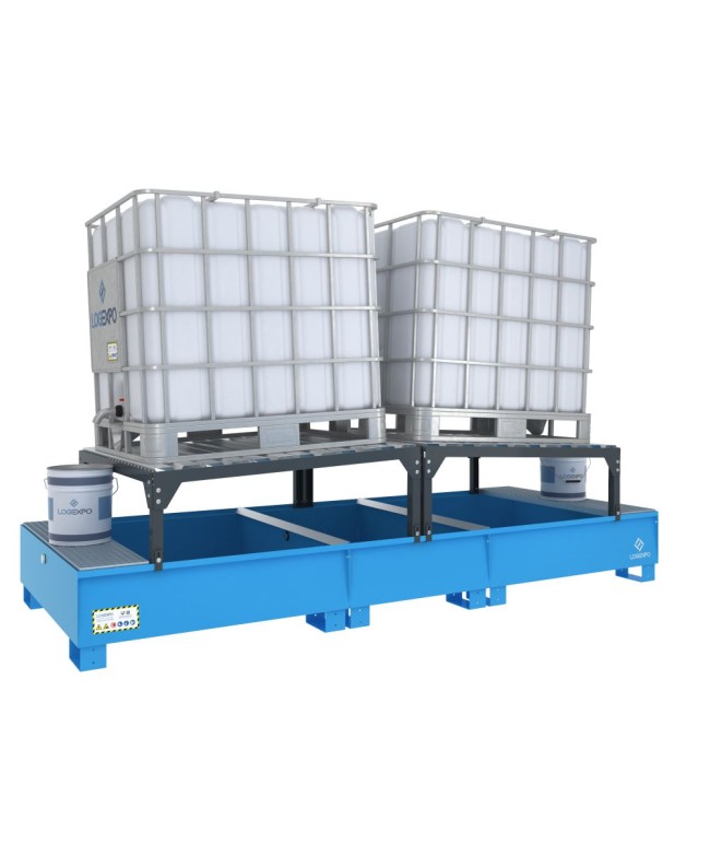 VASCA DI RACCOLTA CON SUPPORTI INCLINATI per 2 Cisternette IBC